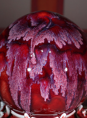 钧瓷福禄寿送长辈贺寿桃摆件中式陶瓷家居客厅博古架装饰工艺品