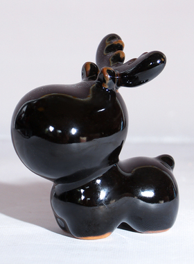 钧瓷摆件麋鹿桌面办公室文创摆件国潮装饰吉祥物送朋友爱人礼盒装