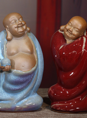 钧瓷摆件五福弥勒佛想五福临门福在眼前祝福工艺礼品陶瓷家居装饰