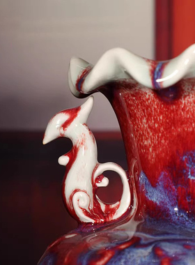 钧瓷摆件祥和樽禹州神垕钧窑花瓶窑变釉高档家居客厅玄关陶瓷摆件