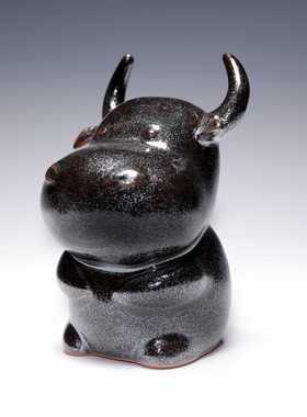 陶瓷创意国风小牛摆件春节盲盒可爱新中式摆件办公桌生日礼品套装