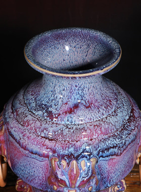 禹州神垕钧窑摆件邢亚龙大师手作中华尊高档送陶瓷礼品办公室摆件