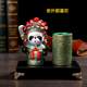 中国风京剧脸谱熊猫笔筒摆件中国特色外事商务圣诞礼品送老外礼物