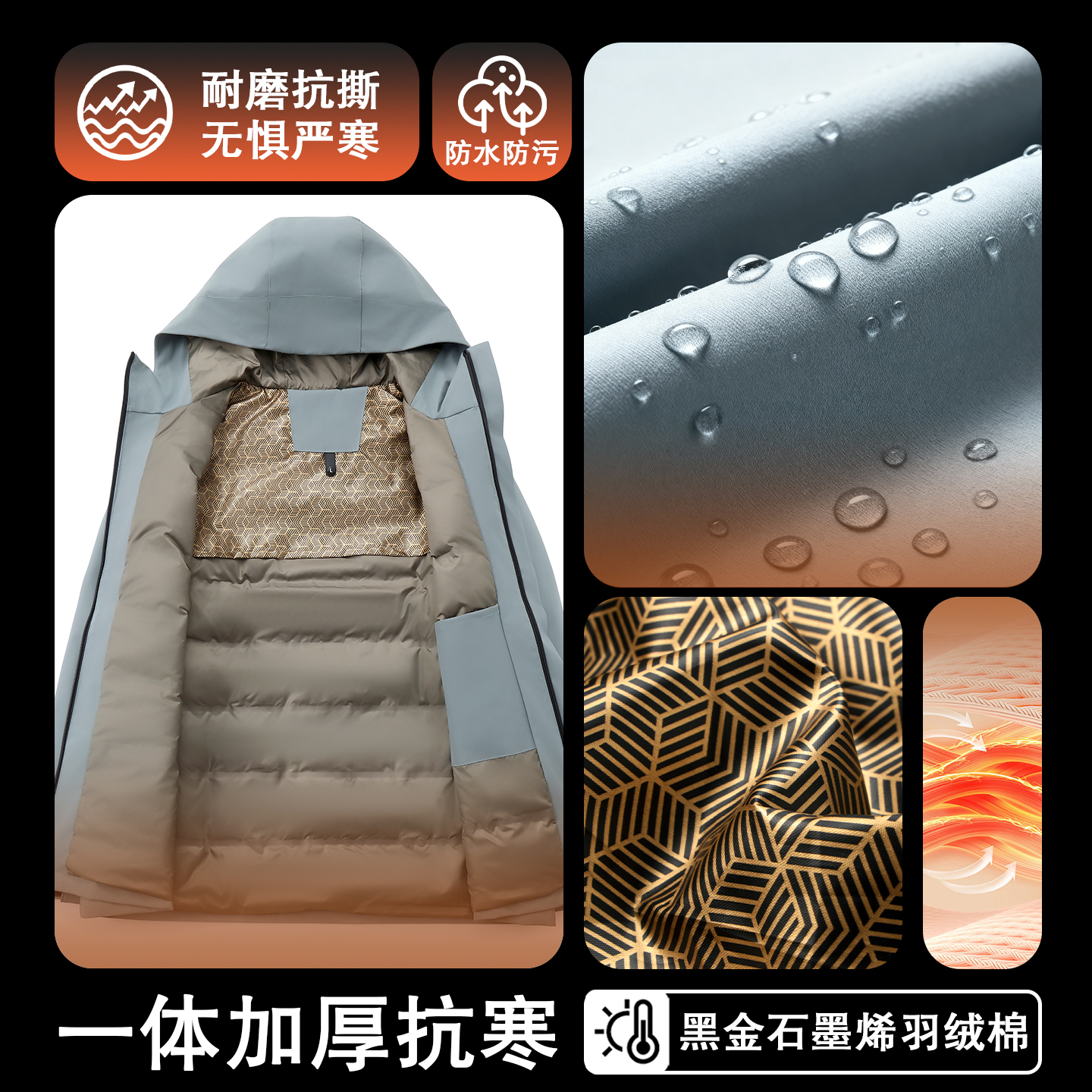 高端冲锋衣定制工作服印logo户外羽绒一体式外套刺绣字团体工装冬 - 图1