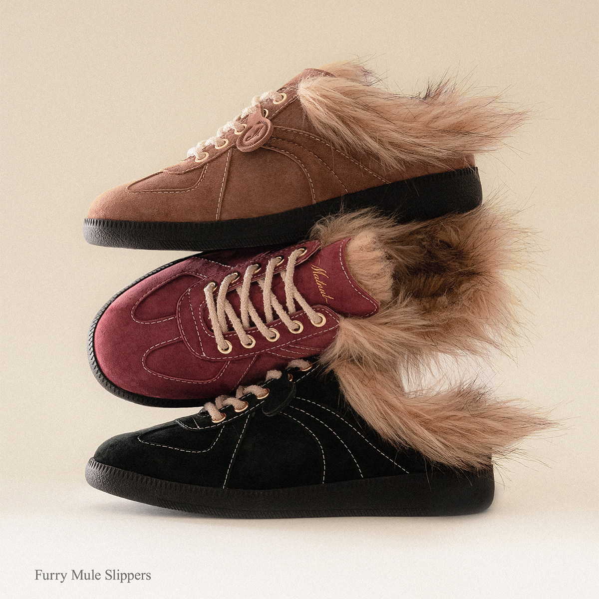 MATNUT FURRY MULE SLIPPERS 休闲复古 厚底德训 穆勒半拖毛鞋,淘宝优惠券,粉丝福利购,淘宝优惠卷
