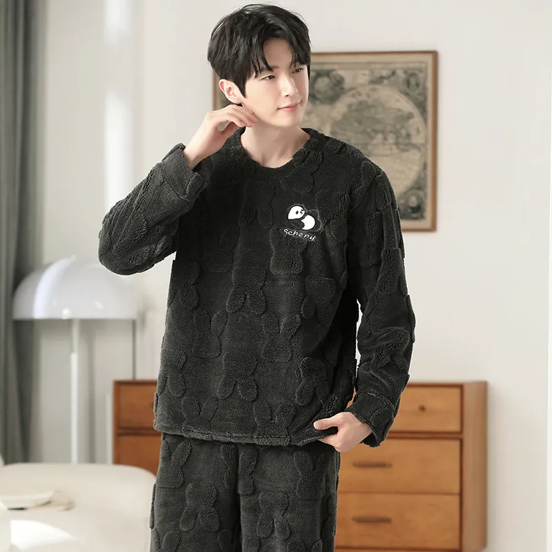 男式睡衣冬季加厚加绒中男法兰绒家居服男套头珊瑚绒套装,淘宝优惠券,粉丝福利购,淘宝优惠卷