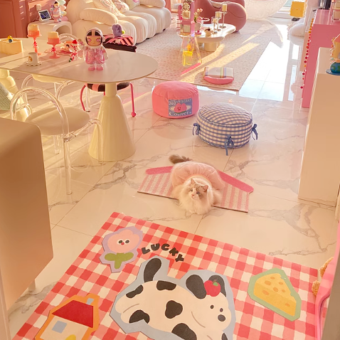 结婚苹果小狗红格子丝圈玄关地毯入户门地垫进门门垫耐脏可裁剪,淘宝优惠券,粉丝福利购,淘宝优惠卷