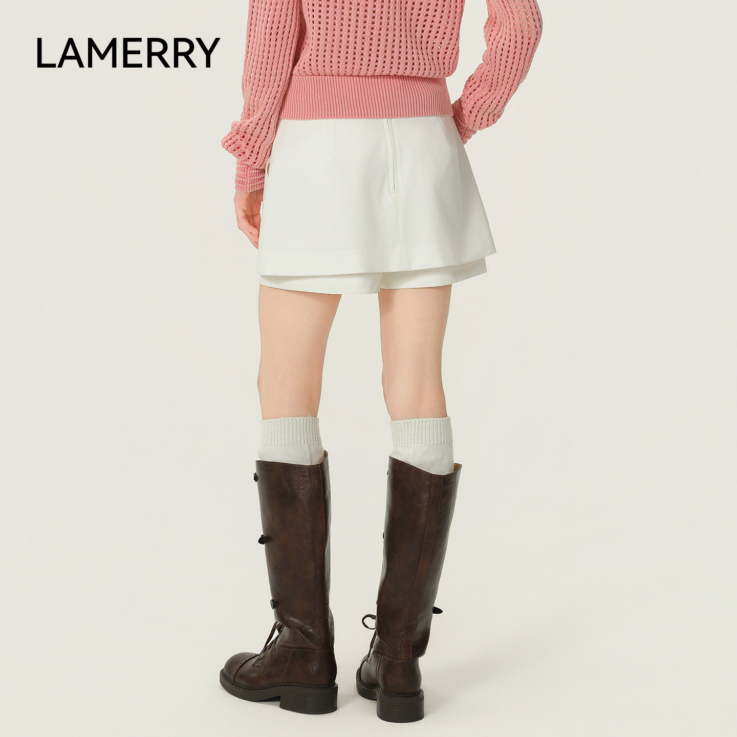 LAMERRY/朗美睿26春A字裙摆短裤女可调节带钻腰带挺括抗皱通勤,淘宝优惠券,粉丝福利购,淘宝优惠卷