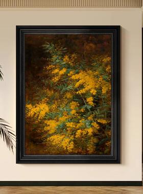 金碧辉煌法式中古风客厅装饰画抽象黄色花卉壁画玄关过道走廊挂画