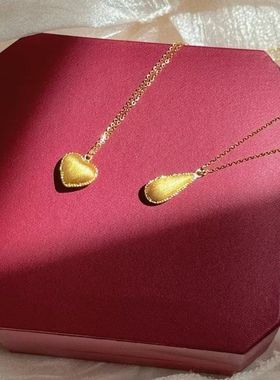 新中式拉丝复古瓜子水滴爱心项链女简约高级感情人节礼物现货批发