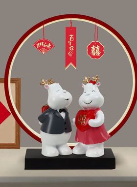 情侣小鹿摆件送闺蜜新人订婚结婚礼物新婚房布置卧室客厅装饰礼品