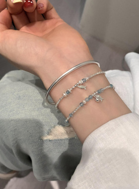 S925纯银蓝色水晶小鱼淡