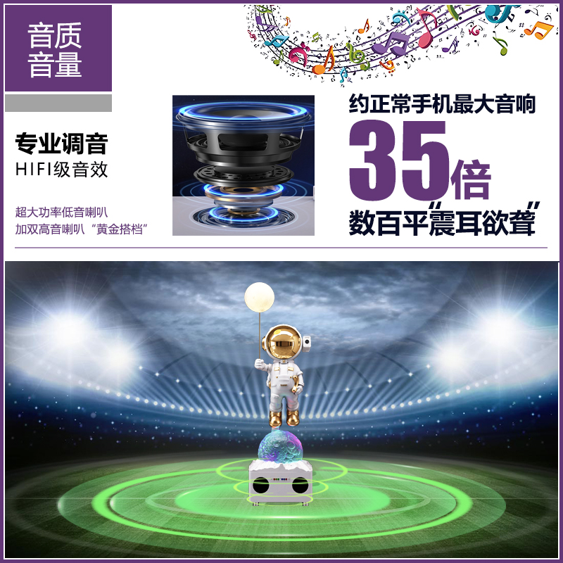 太空人宇航员大摆件星空投影灯大型落地客厅摆件智能音响小爱同学 - 图2