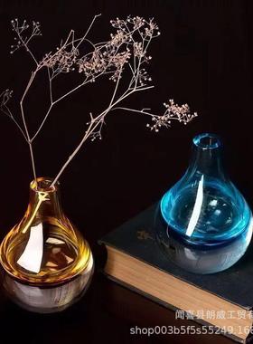 时尚简约家居装饰创意小摆件北欧彩色半透明水滴 球形玻璃花瓶