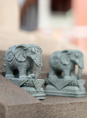 青石聚财吸水招财象一对吉祥摆件户外客厅家居办公桌镇家之宝装饰