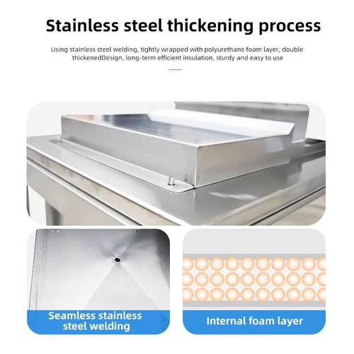 英文跨境款不锈钢移动冰槽加厚持久保温咖啡厅酒吧嵌入式冰池水池 - 图1