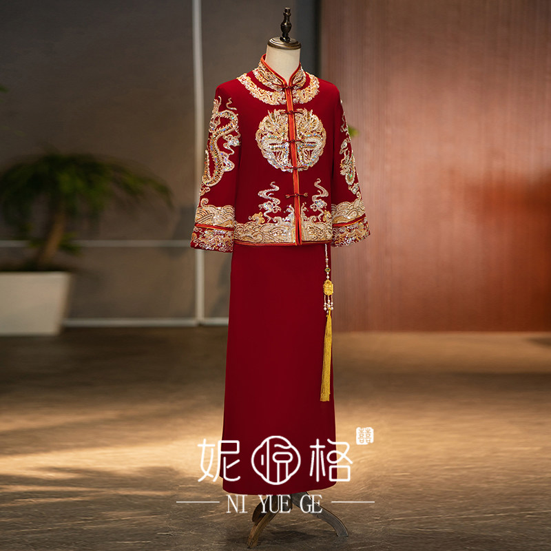 秀禾服新郎男士婚礼敬酒服高端轻奢丝绒中式礼服2026新款秋冬礼服,淘宝优惠券,粉丝福利购,淘宝优惠卷