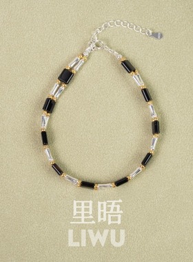 里晤S925纯银双层黑玛瑙竹节手链新中式节日送女友送闺蜜生日礼物