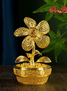 鎏金花丝手工发财花招财摆件