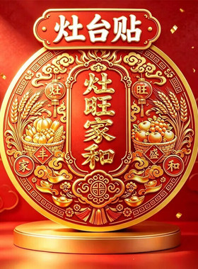 灶台贴灶旺家和吉祥旺财灶王贴