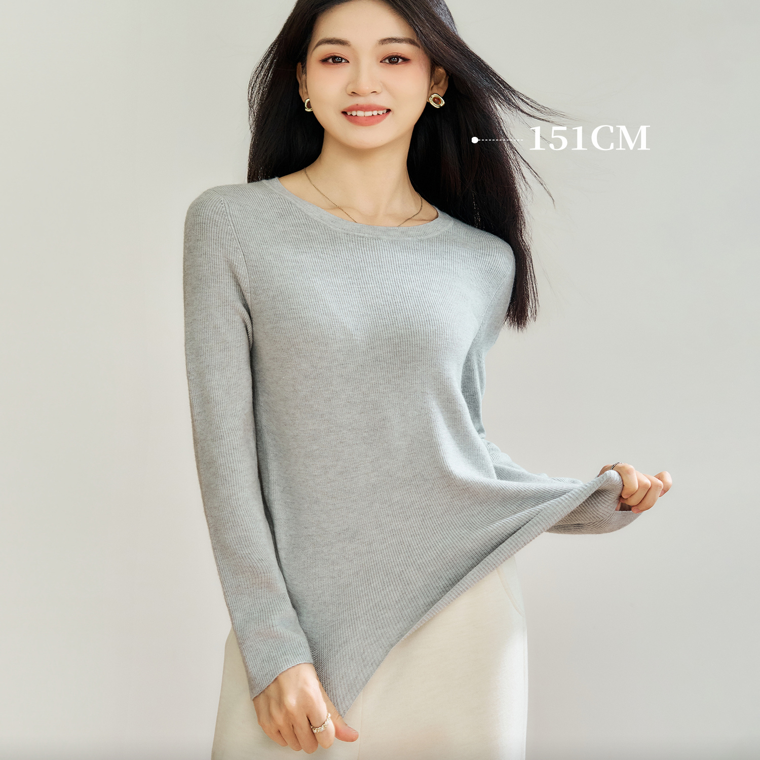 柒量一裁小个子打底衫多种领口女修身显瘦毛织内搭上衣255557/8/9 - 图2