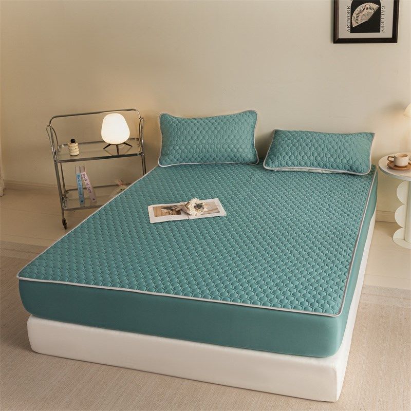 复古绿夏季乳胶凉席床笠冰丝床罩三件套席梦思床垫保护罩2024新款,淘宝优惠券,粉丝福利购,淘宝优惠卷