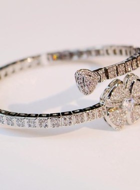 时尚和个性化的微铺锆石手炼花手炼韩式开放式可调新娘婚纱配件