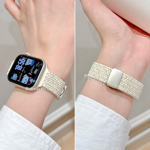 【细款】适用iwatch11表带苹果手表带S10磁吸扣编织表链applewatch9代透气SE运动尼龙腕带8女款ultra可爱高级 - 图2