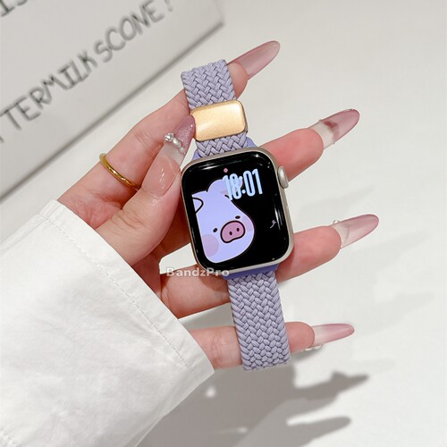 【细款】适用iwatch11表带苹果手表带S10磁吸扣编织表链applewatch9代透气SE运动尼龙腕带8女款ultra可爱高级 - 图3