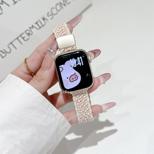 【细款】适用iwatch11表带苹果手表带S10磁吸扣编织表链applewatch9代透气SE运动尼龙腕带8女款ultra可爱高级 - 图1