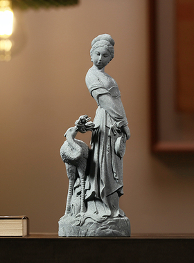 宽丰青砂石观音菩萨如来装饰摆件