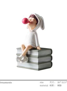 简约现代样板间女孩房床头柜组合搭配摆件售楼处卧室儿童房装饰品