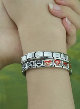 女钛钢爱心时尚手链diy现速发货