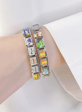 Hapiship女钛钢拼接饰品手链diy