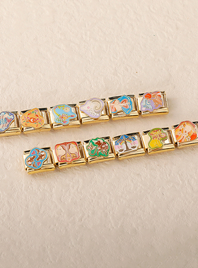 12星座复古彩绘模块手链轻奢饰品