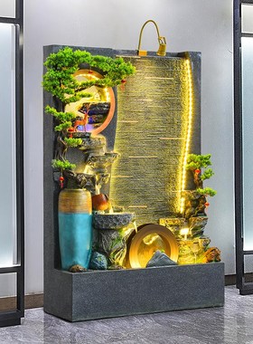 水幕墙流水屏风假山喷泉客厅循环水招财风水轮办公室鱼池景观摆件