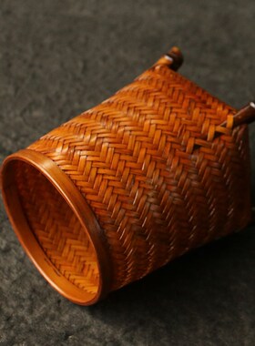 精品纯手工编织天然竹编茶具收A纳筒笔筒茶道零配件储存罐摆件杯
