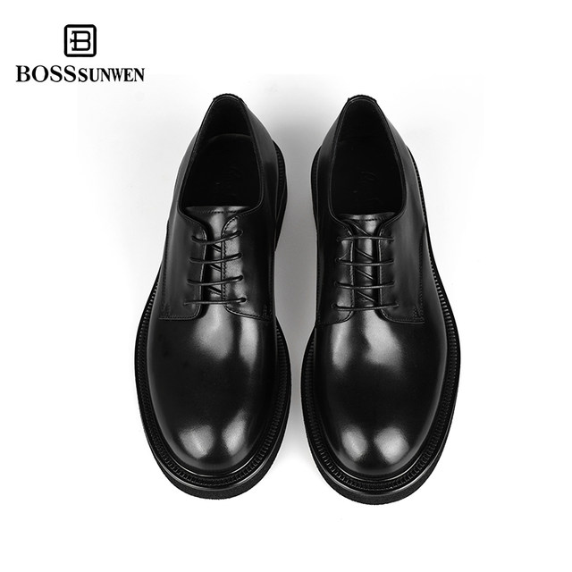 BOSSSUNWEN Derby Shoes Men's Genuine Leather Lightweight Leather Shoes Men's Business Shoes Groom's Shoes