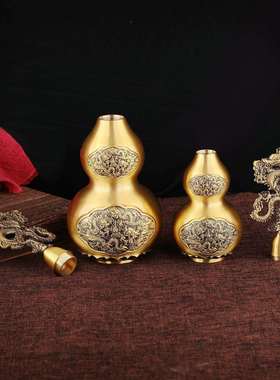 工艺品家居摆件铜水风件九摆C331-4龙葫芦铜摆件