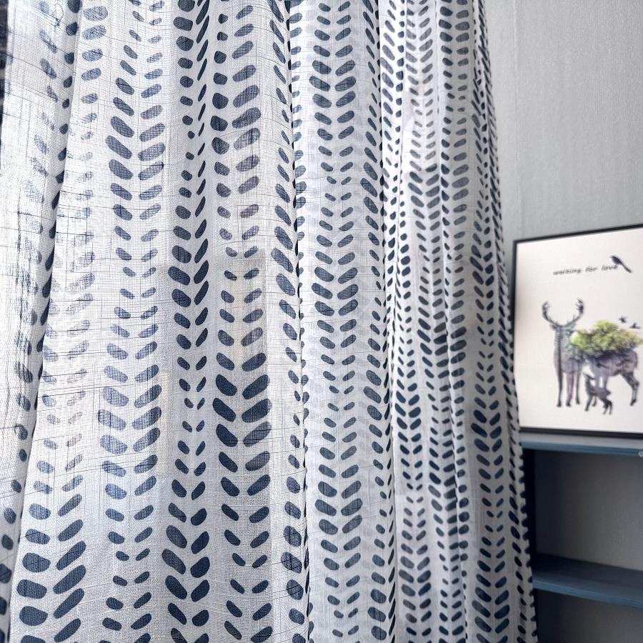 Fashionable pastoral leaf printed finished curtains, gauze curtains, polyester and linen bay windows, leaf partitions, decorative curtains, study curtains