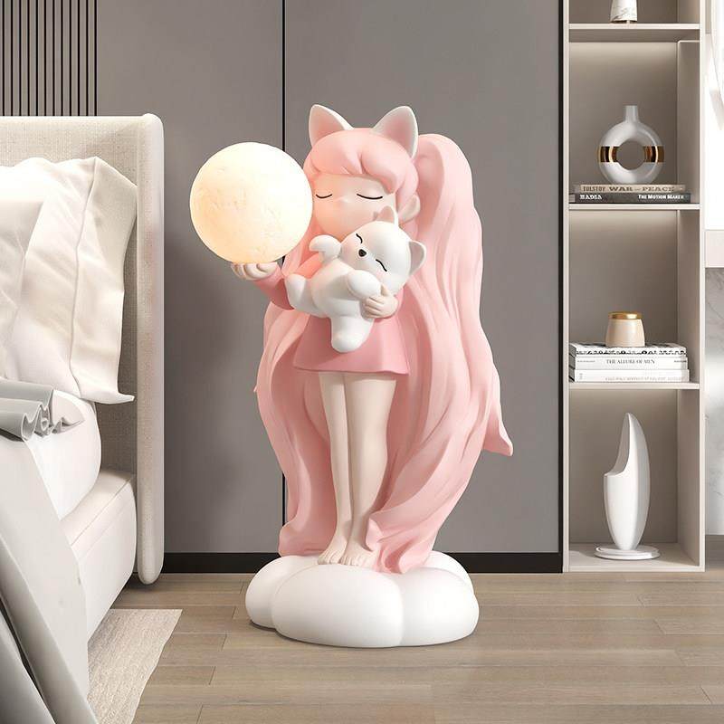 女孩大型落地摆件家居饰品轻奢客厅电视柜玄关沙发旁灯乔迁礼物,淘宝优惠券,粉丝福利购,淘宝优惠卷