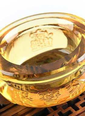 极速聚宝盆金色元造现代黄水晶元宝琉璃装饰品办公U室家居装饰摆