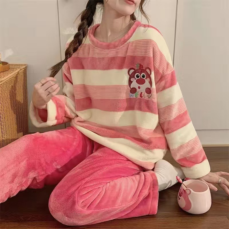 【多款可选】加绒加厚保暖睡衣女家居服套装宽松可爱甜美休闲冬季