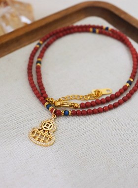 新中式时尚个性锆石葫芦天然石串珠项链女百搭高级感简约小众颈链