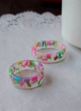 七彩树脂戒指 舒格树脂戒指 可爱树脂戒指 树脂戒指 女式树脂戒指