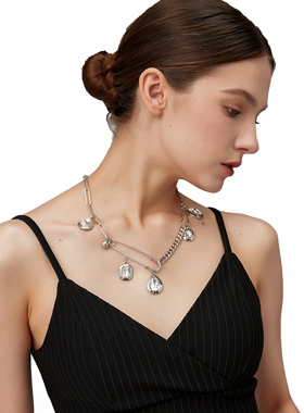 CUSSK 个性水珠吊坠时尚创意回形针项链高级感小众饰品