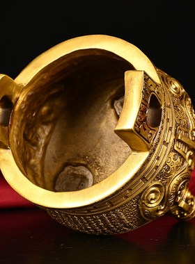 纯铜鼎摆件全铜鼎盛千秋三足圆鼎招财家居客厅办公室店铺开业礼品