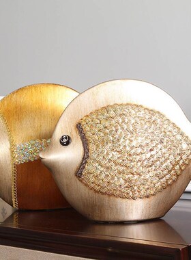 高档欧式摆件创意家居装饰品陶瓷工艺品情侣鱼客厅酒柜电视柜摆件