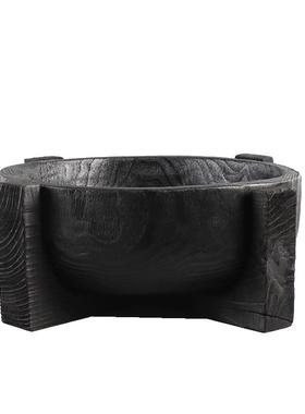 现代新中式创意碳化四足鼎支架花盆花瓶艺术家居客厅桌面花器摆件