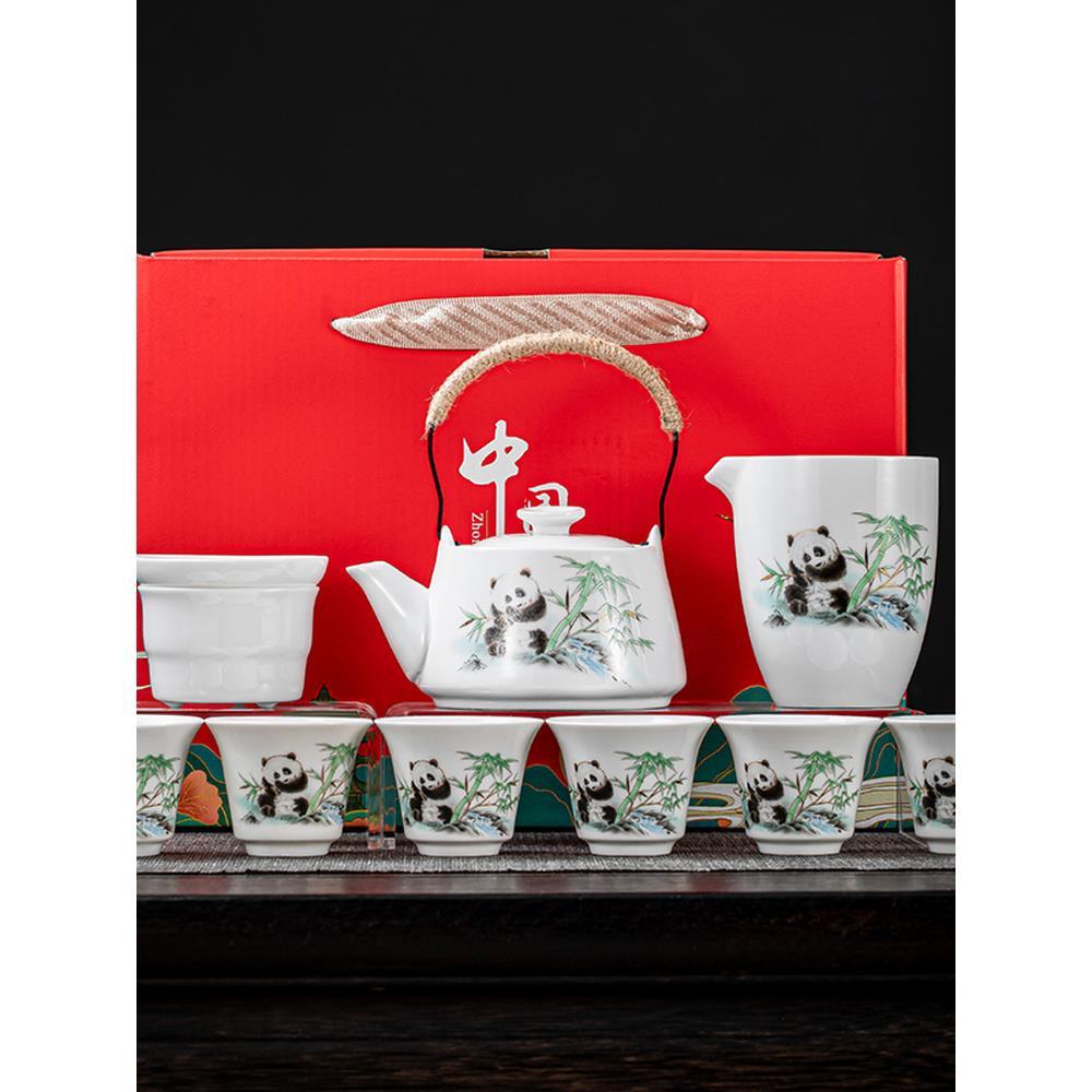 Porcelain brand Ming Gaobai porcelain Kung Fu tea set Chinese simple household ceramic teapot cover bowl tea cup gift box